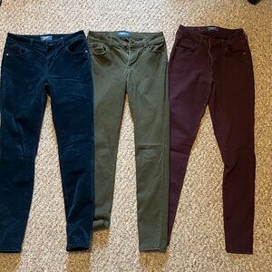 Set of Three Okd Navy Rockatar Skinny Jeans in Blue, Green, and Burgundy size 2